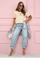 Kalhoty džínové  banana z przeszyciami As You Like modré