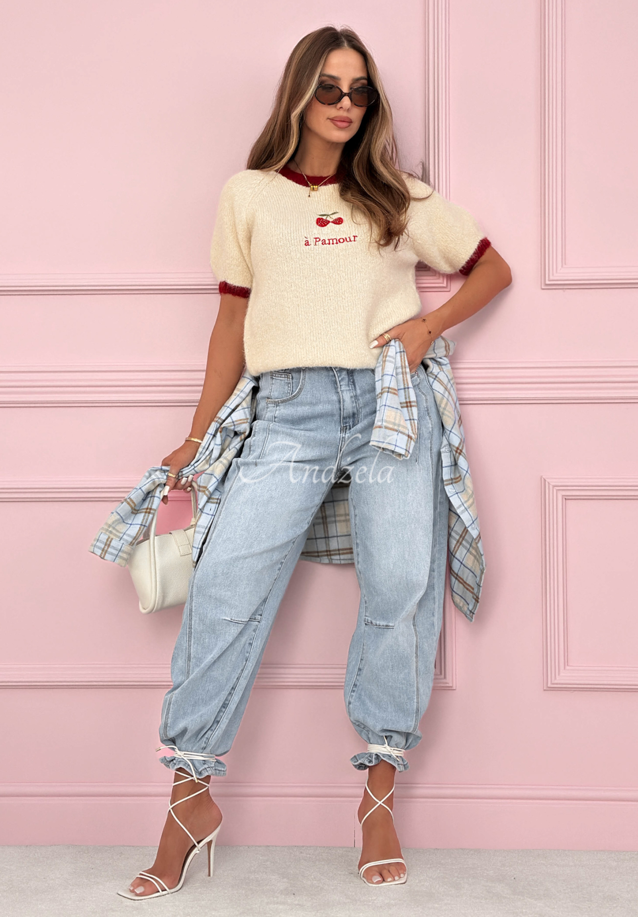 Džíny banana s prošitím As You Like modré