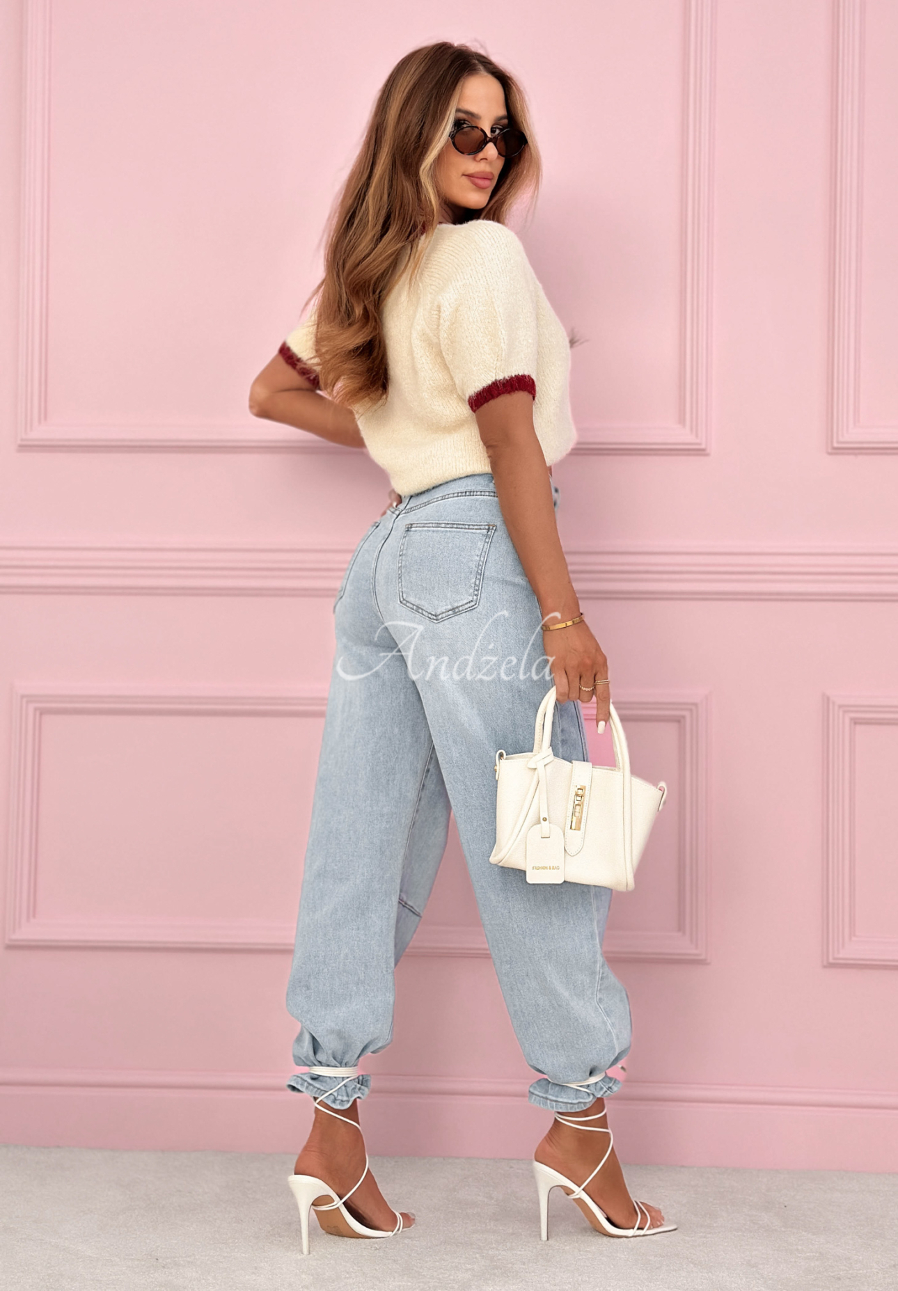 Džíny banana s prošitím As You Like modré