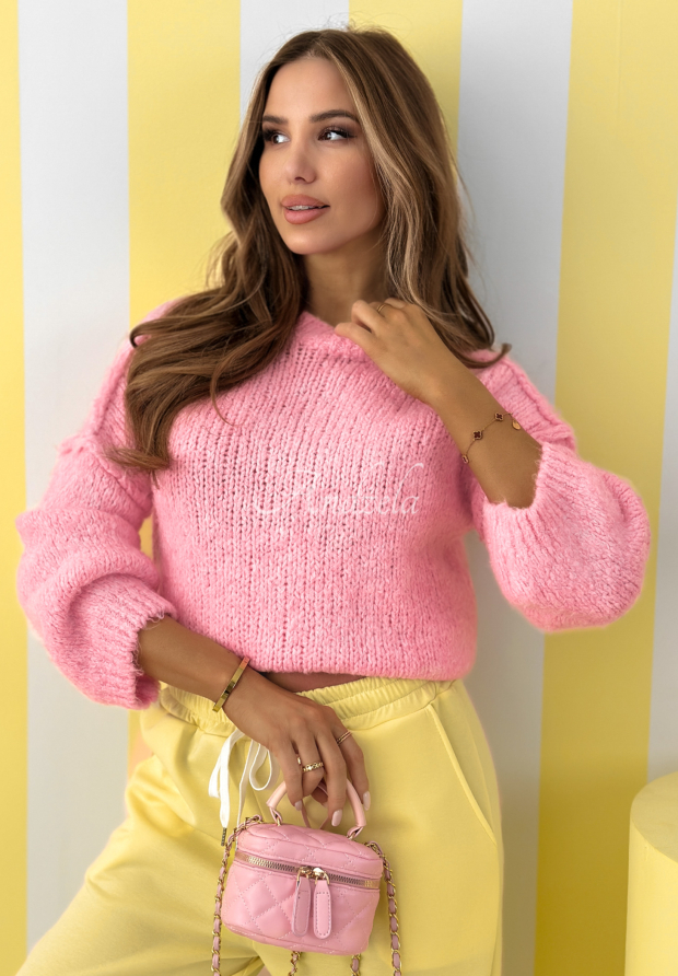 Měkk&yacute; svetr s vlnou Mrs Sweet Candy růžov&yacute;