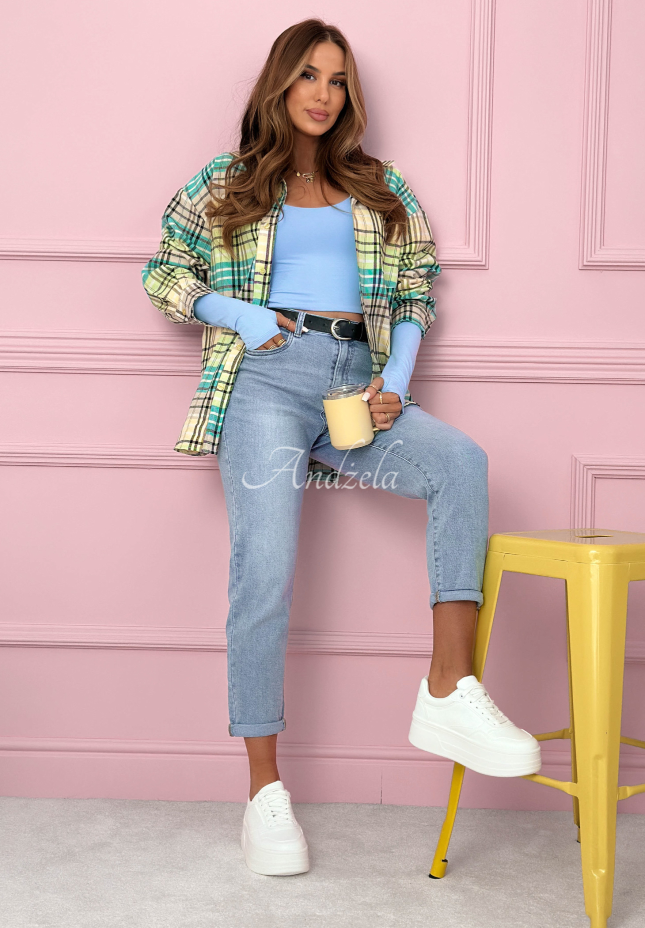 Mom fit džíny Prime Look světle modré