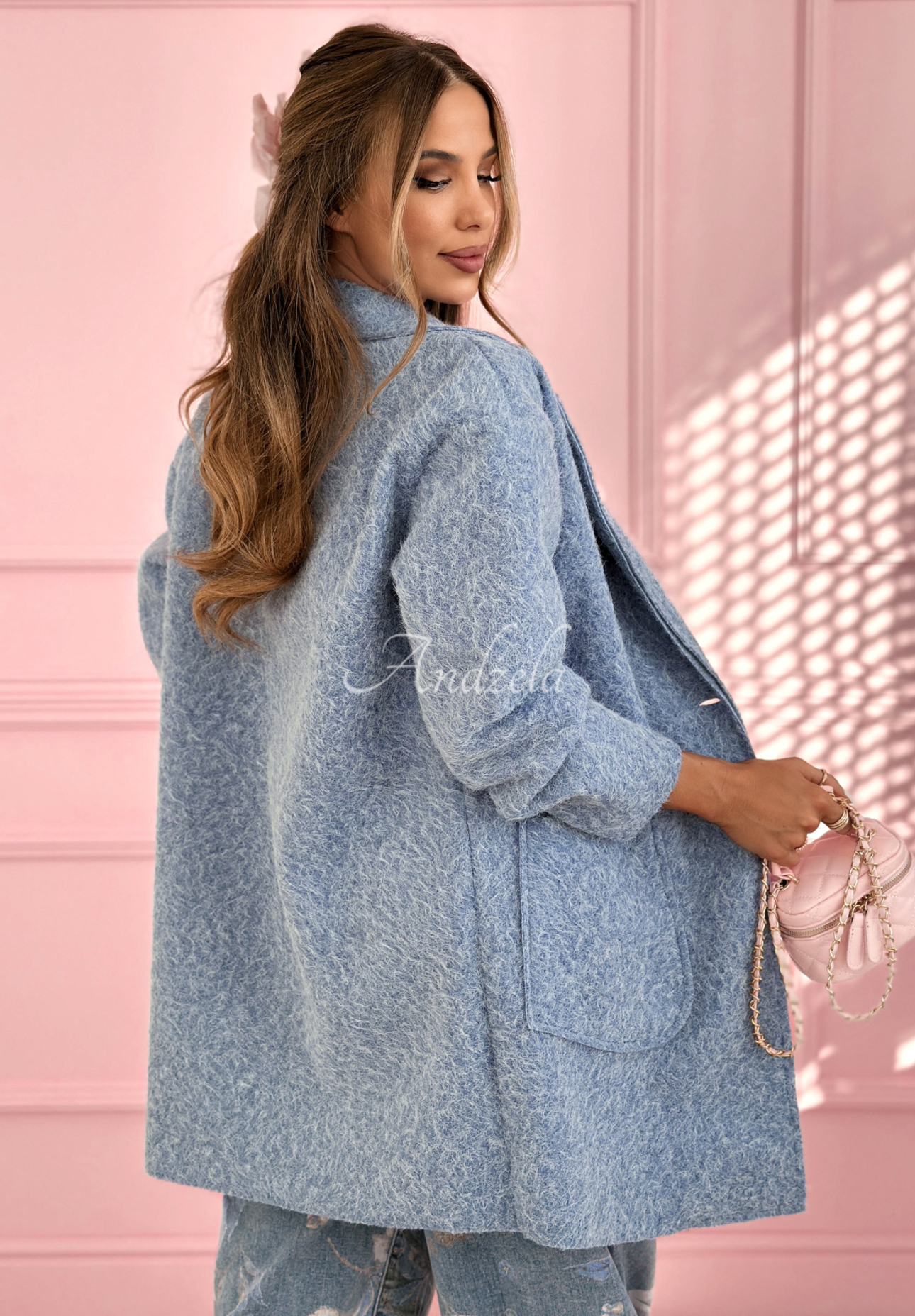 Dlouhý kabát s límcem The March Winds blankytný