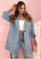 Dlouhý Kabát z kołnierzem The March Winds blankytný