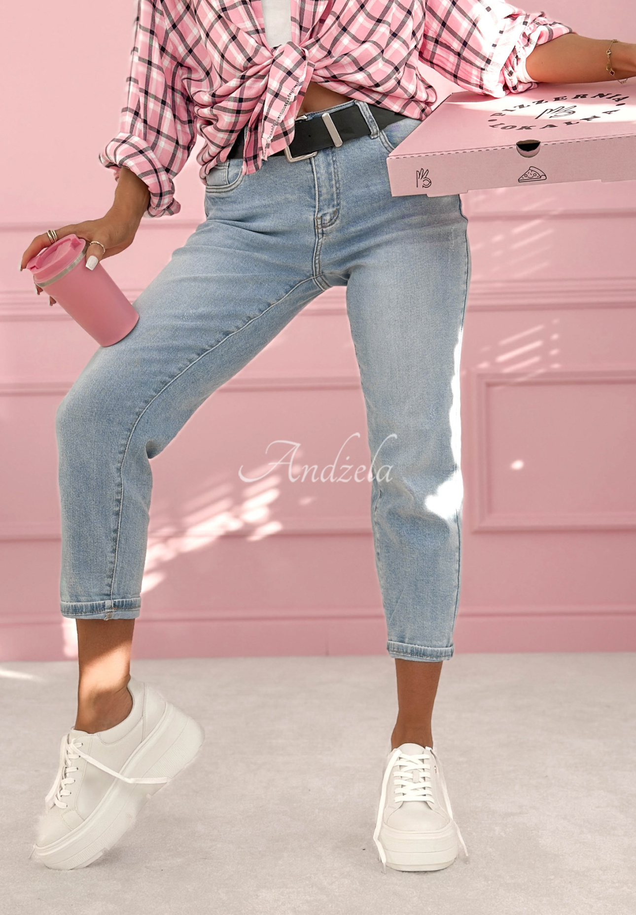 Džíny mom fit Willow Springs světle modré