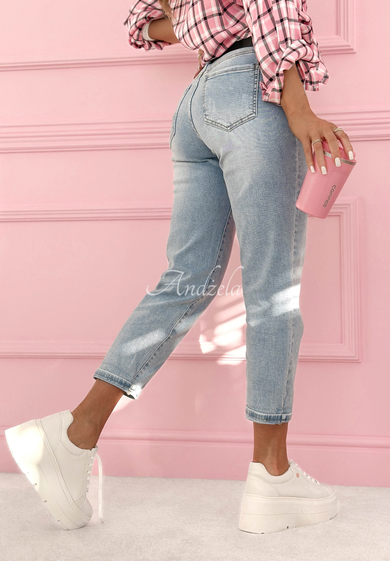 Džíny mom fit Willow Springs světle modré