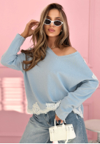 Bawełniana Halenka z koronką Softness And Lace blankytná