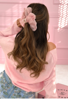 Tiulowa Sponka klamra do włosów kokarda černá