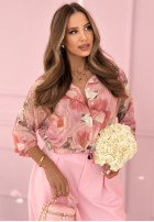 Kwiecista Košile z wiązaniem Blooming Touch modrá