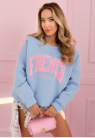 Ocieplana Mikina z napisem French Riviera blankytná