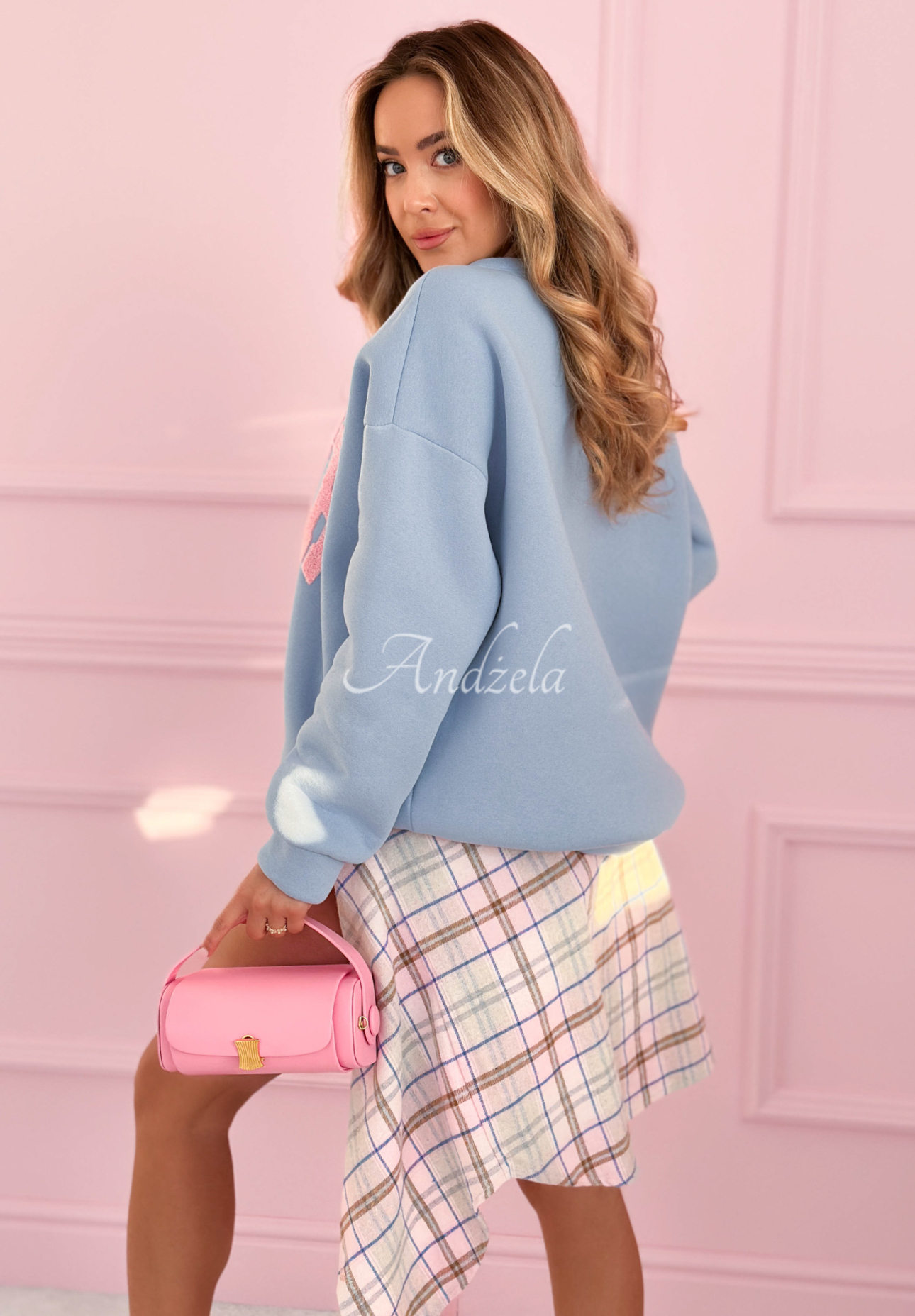 Bavlněná mikina s nápisem French Riviera blankytná