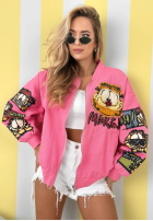 Bunda bomberka z nadrukami The Red Cat růžová