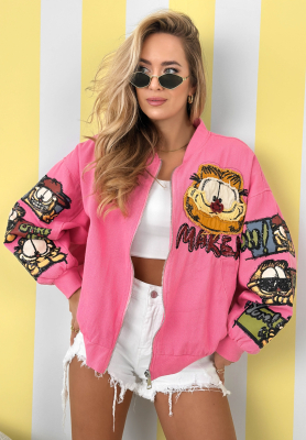 Bunda bomberka s n&aacute;&scaron;ivkami The Red Cat růžov&aacute;