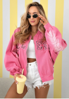 Bunda bomberka z naszywkami The Rabbit Lady růžová