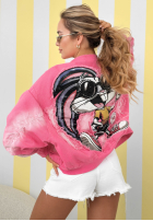 Bunda bomberka z naszywkami The Rabbit Lady růžová