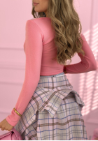 Krátká prążkowana Halenka z kwadratowym dekoltem Wasn’t Ready růžová