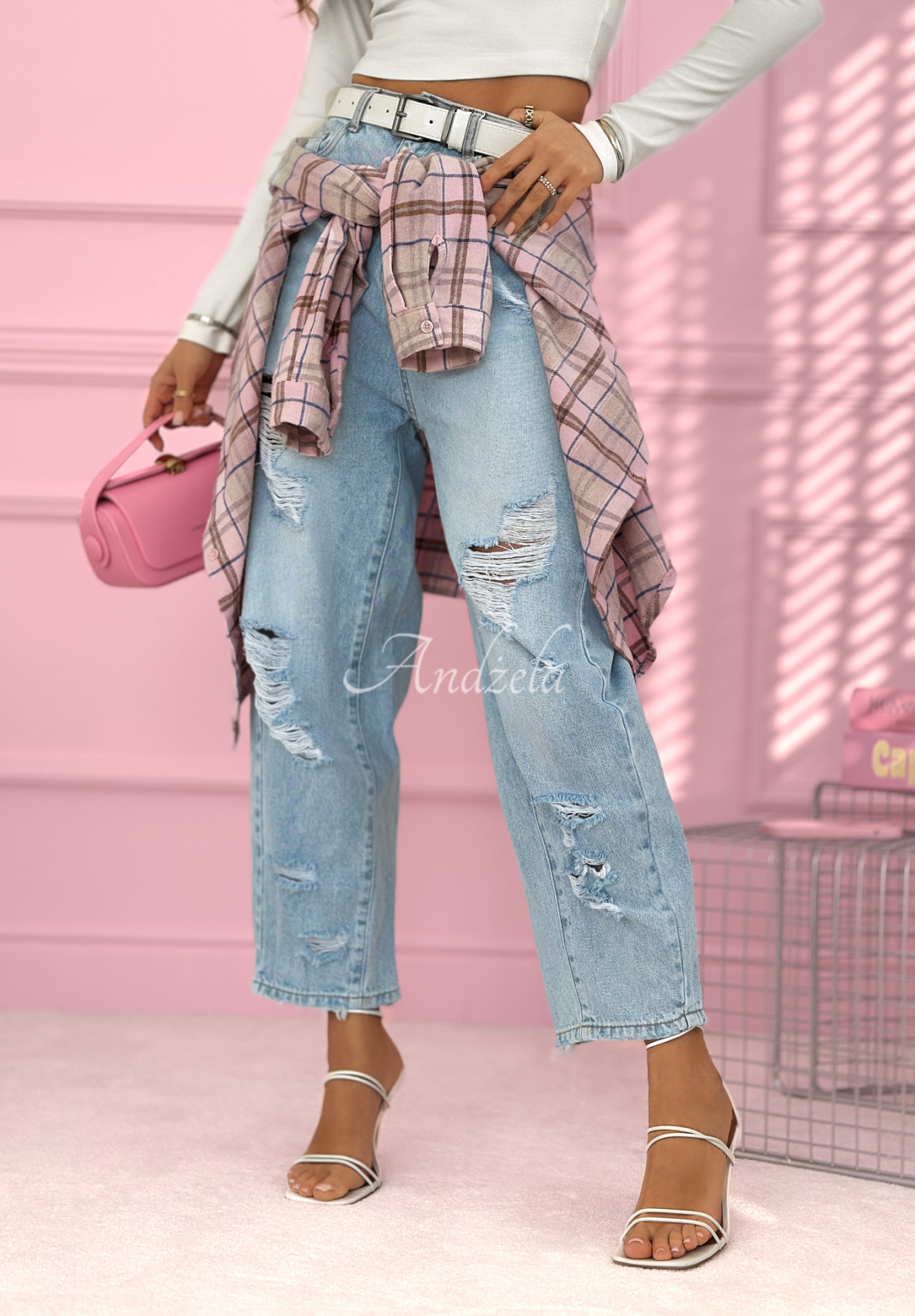 Džíny balloon s oděrkami Noah modré