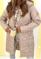 Długa Bunda s kapucí Spring Mood žlutá