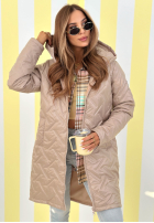 Długa Bunda s kapucí Spring Mood žlutá