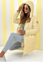 Długa Bunda s kapucí Spring Mood žlutá