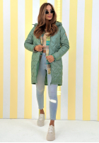 Długa Bunda s kapucí Spring Mood žlutá