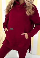 Mikina z kieszenią i kapturem Siempre vínová II