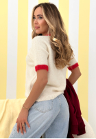 Miękki Svetr z wisienkami Cherry Sweet Girl ecru