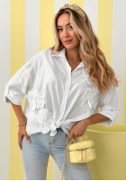 Košile z naszytymi kwiatami April Flowers ecru