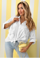 Košile z naszytymi kwiatami April Flowers ecru