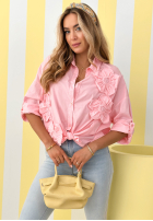 Košile z naszytymi kwiatami April Flowers pudrová růžová