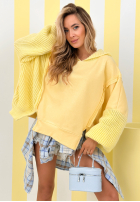 Mikina z dzianinowym kapturem i rękawami Think About It béžová