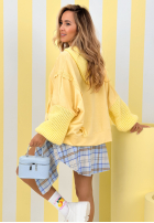 Mikina z dzianinowym kapturem i rękawami Think About It béžová