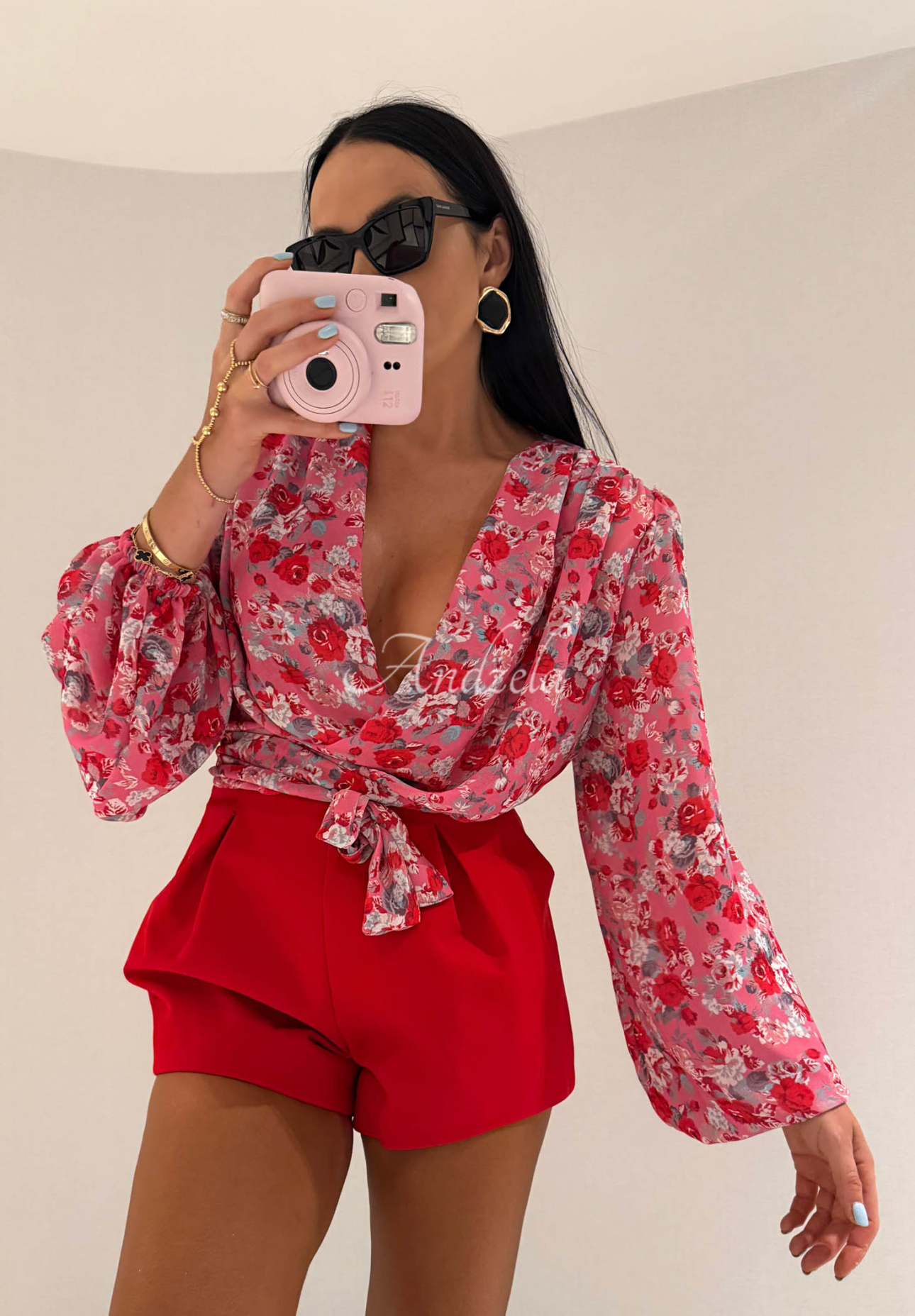 Viskózová květovaná halenka se zavazováním La Milla Khloe růžová