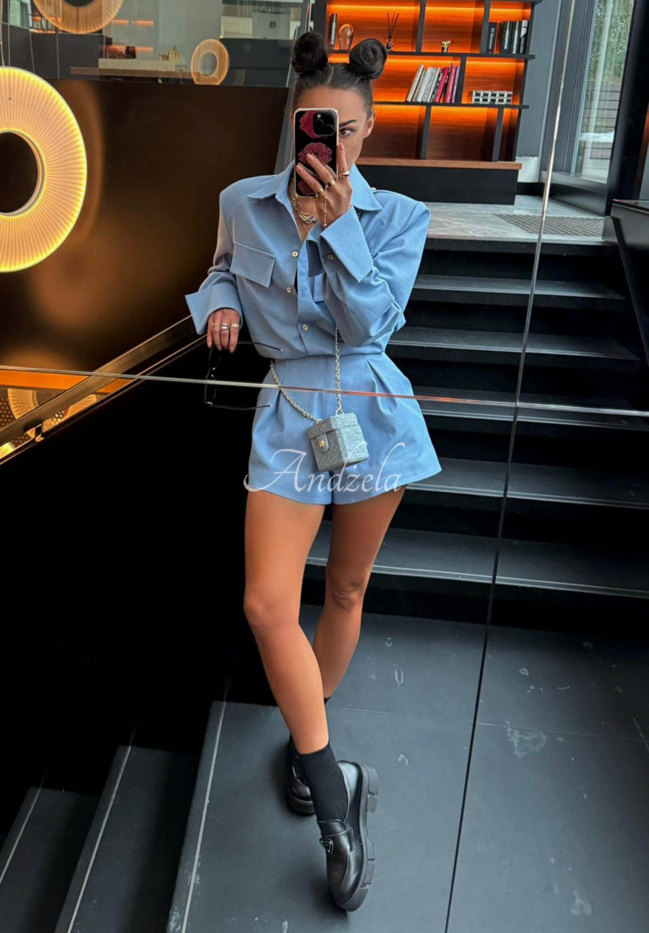 Viskózové džínsové kraťasy La Milla Off Today modré