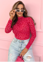 Body longsleeve z półgolfem w serduszka Broke My Heart růžové