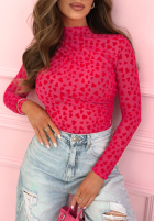 Body longsleeve z półgolfem w serduszka Broke My Heart růžové