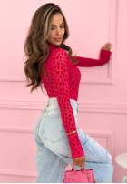 Body longsleeve z półgolfem w serduszka Broke My Heart růžové