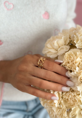 Nastaviteln&yacute; prsten se srd&iacute;čky Silent Glow zlat&yacute;