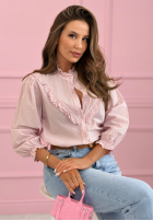 Košile z koronkowymi falbankami Sweet Lace pudrová růžová