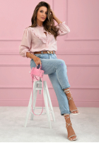 Košile z koronkowymi falbankami Sweet Lace pudrová růžová