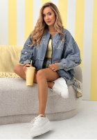 džínová Bunda Nothing Is Impossible světle modrá