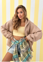 Mikina s kapucí oversize Don't Tell béžová