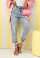 Kalhoty džínové  mom fit Why Wait modré