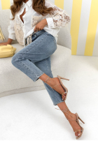 Kalhoty džínové  loose fit z paskiem No Time For This modré