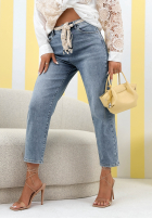 Kalhoty džínové  loose fit z paskiem No Time For This modré