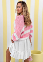 Svetr w paski Strawberry Lollipop biało-růžový