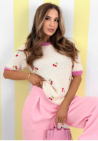 Miękki Svetr w wisienki Just Cherries béžový