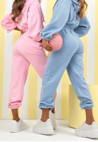 Kalhoty dresowe ze ściągaczami New Season Baddie pudrová růžová