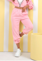 Kalhoty dresowe ze ściągaczami New Season Baddie pudrová růžová