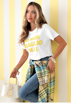 Tričko z napisami Baglio biało-růžový