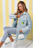 Bunda kożuszek z nadrukami Capri Dolce Vita ecru